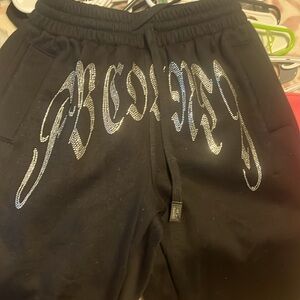 Black bedazzled fb county sweat pants